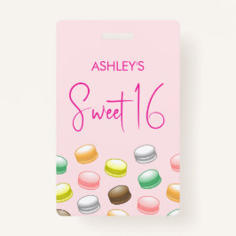 Crachá Festa Macarons Sweet 16