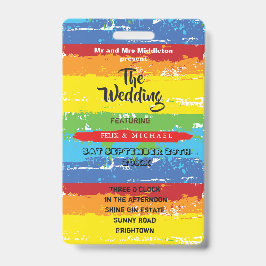 Crachá Festival de Convite de Casamento Diversão do Arco-