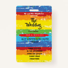 Crachá Festival de Convite de Casamento Diversão do Arco-