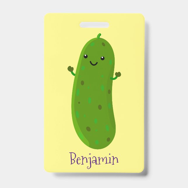 Crachá Figura de desenho animado de picles feliz (Front)