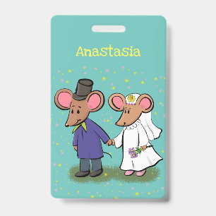 Crachá Figura de desenho animado do casal do mouse