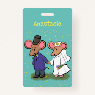 Crachá Figura de desenho animado do casal do mouse