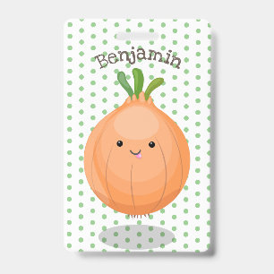 Crachá Figura de desenho animado verde de cebola castanho