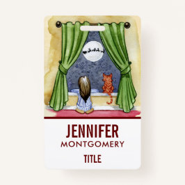 Crachá Filha e Gatinho de Véspera de Natal Bonito