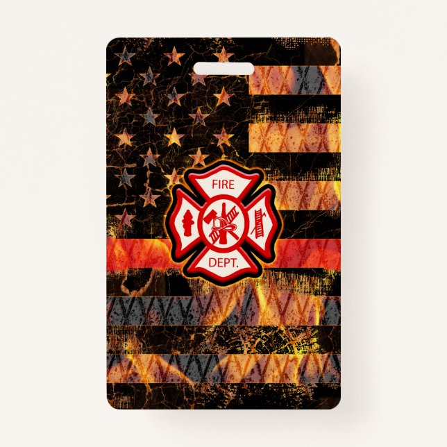 Crachá Firefighter Cross and Flames (Frente)