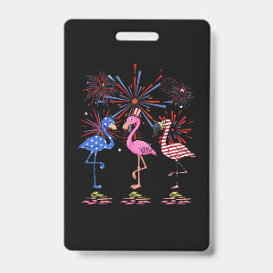 Crachá Flamingo Bandeira Americana Para 4 de Julho
