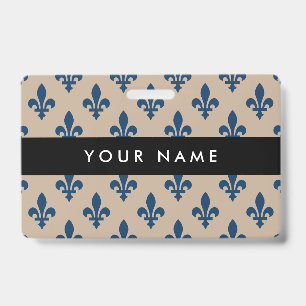 Crachá Fleur de Lis Pattern, Francês, Real, Azul Marinho