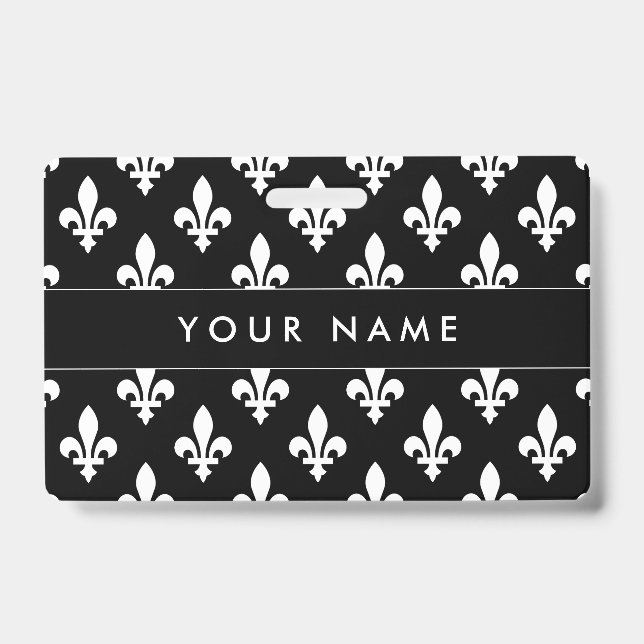 Crachá Fleur de Lis Pattern, Francês, Real, Branco (Frente)