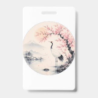 Crachá Flor de Cerejeira Japonesa Sakura e Grou Estética