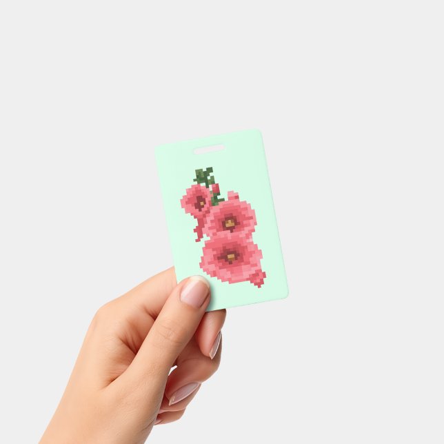 Crachá Flor de Malva-Rosa Pixelada (Portátil)