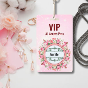 Crachá Floral em Rosa do Passaporte de Acesso Tota