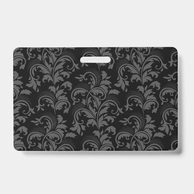 Crachá Floral Preto Elegante (Frente)