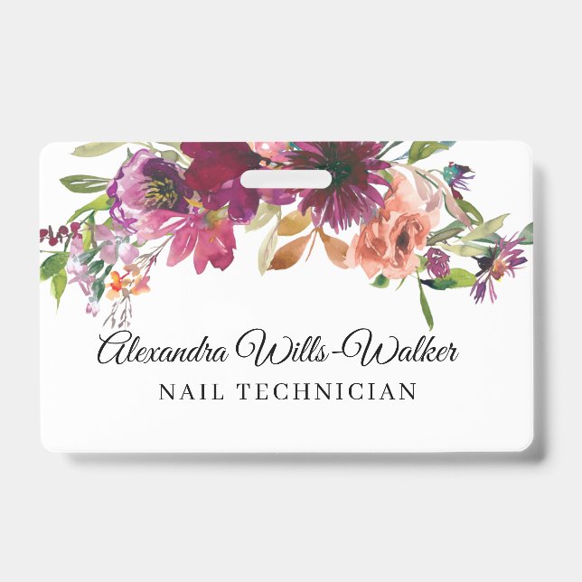 Crachá Floral Wildflower Nail Technician (Front)
