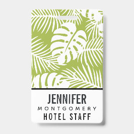 Crachá Folhas de Palma Verde Padrão de Floresta Tropical
