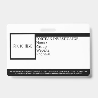 Crachá Fortean Investigator ID personalizável