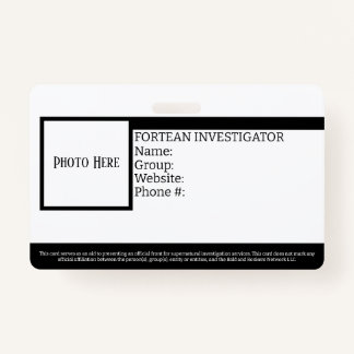 Crachá Fortean Investigator ID personalizável