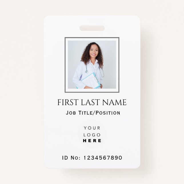 Crachá Foto com código de barras Enfermeira Médica Saúde  (Frente)