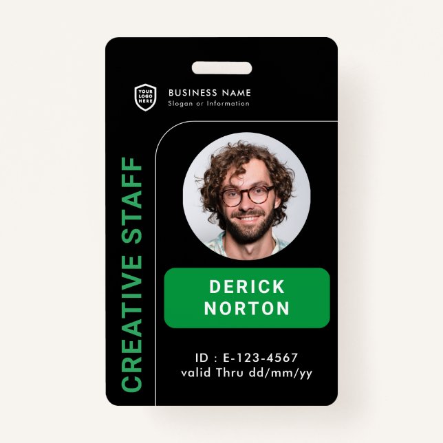 Crachá foto corporativa personalizada | Funcionário Perso (Frente)