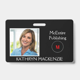 Crachá Foto da empresa Logotipo preto Personalize Nome e 