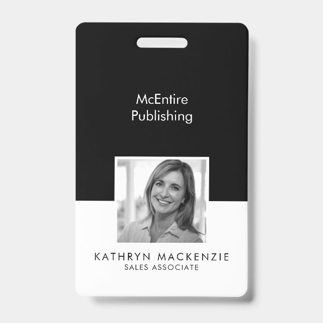 Crachá Foto da empresa - preto e branco - vertical (Frente)