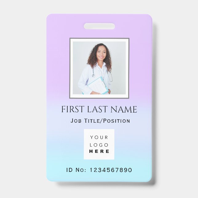 Crachá Foto de Código de Barras Terapeuta  Enfermeira Méd (Frente)