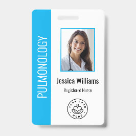 Crachá Foto de Funcionário Personalizada Azul Branco ID M