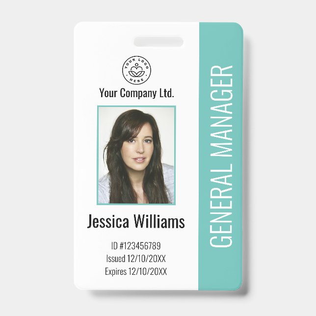 Crachá Foto de Funcionário Personalizada, Código de Barra (Frente)