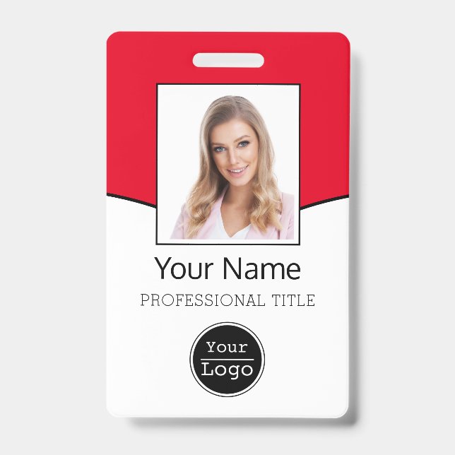 Crachá Foto de funcionário personalizada, código de barra (Frente)