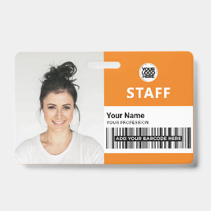 Crachá Foto de Funcionário Personalizada, Código de Barra