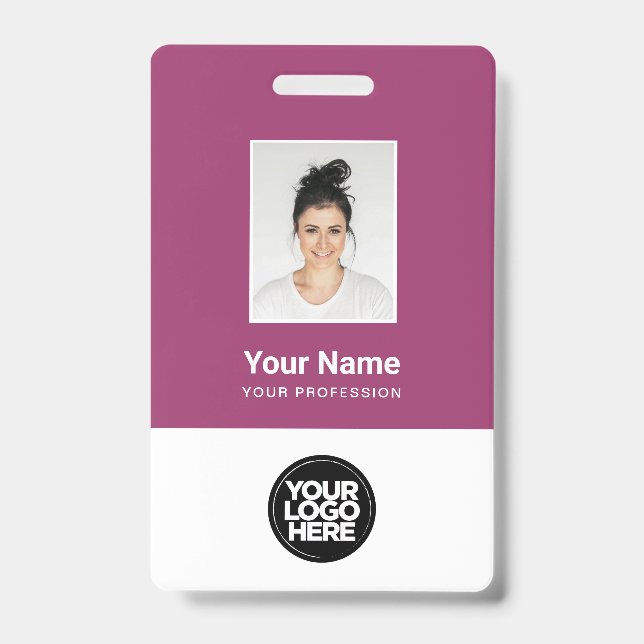 Crachá Foto de funcionário personalizada, código de barra (Frente)