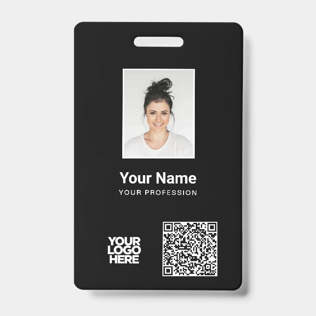 Crachá Foto de Funcionário Personalizada, Código Qr e Cód (Frente)