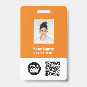 Crachá Foto de Funcionário Personalizada, Código Qr e Cód