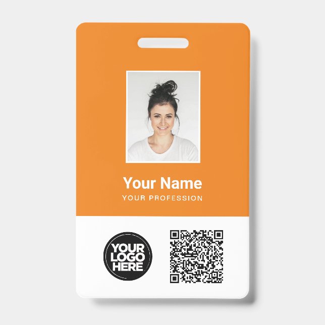 Crachá Foto de Funcionário Personalizada, Código Qr e Cód (Frente)