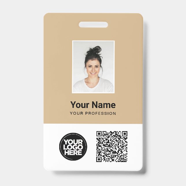 Crachá Foto de Funcionário Personalizada, Código Qr e Cód (Frente)