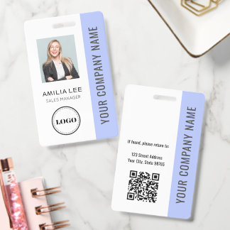 Crachá Foto de Funcionário Personalizada, Código Qr, Logo