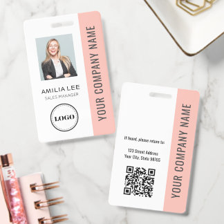 Crachá Foto de Funcionário Personalizada, Código Qr, Logo