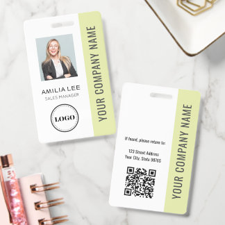 Crachá Foto de Funcionário Personalizada, Código Qr, Logo