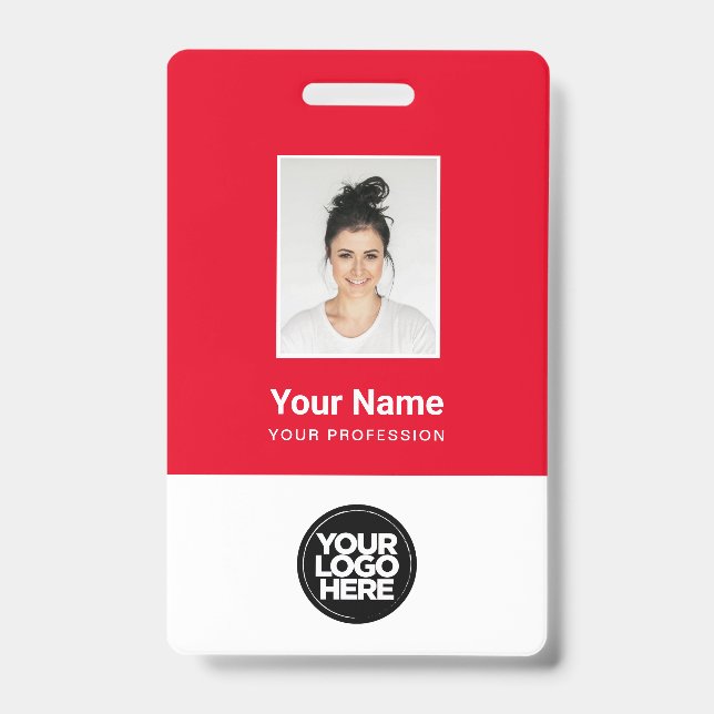 Crachá Foto de Funcionário Personalizada, Código Qr, Logo (Frente)