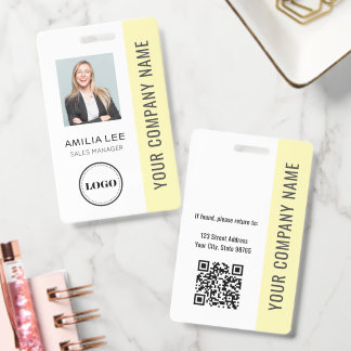 Crachá Foto de Funcionário Personalizada, Código Qr, Logo