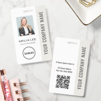 Crachá Foto de Funcionário Personalizada, Código Qr, Logo