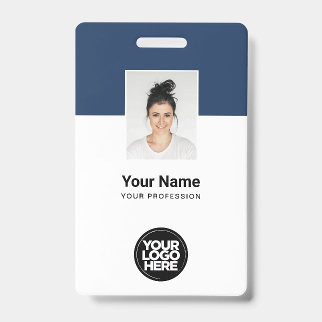 Crachá Foto de Funcionário Personalizada, Código Qr, Logo (Frente)