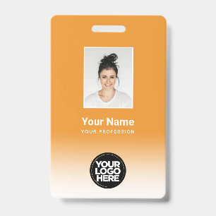 Crachá Foto de Funcionário Personalizada Gradiente Laranj