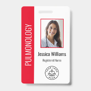 Crachá Foto de Funcionário Personalizada ID Médico Vermel