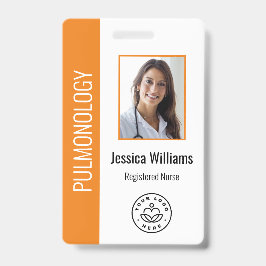 Crachá Foto de Funcionário Personalizada Laranja Branco I