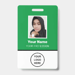 Crachá Foto de Funcionário Verde Personalizada, Código de
