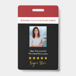 Crachá Foto de ID do Professor da Escola Super Star