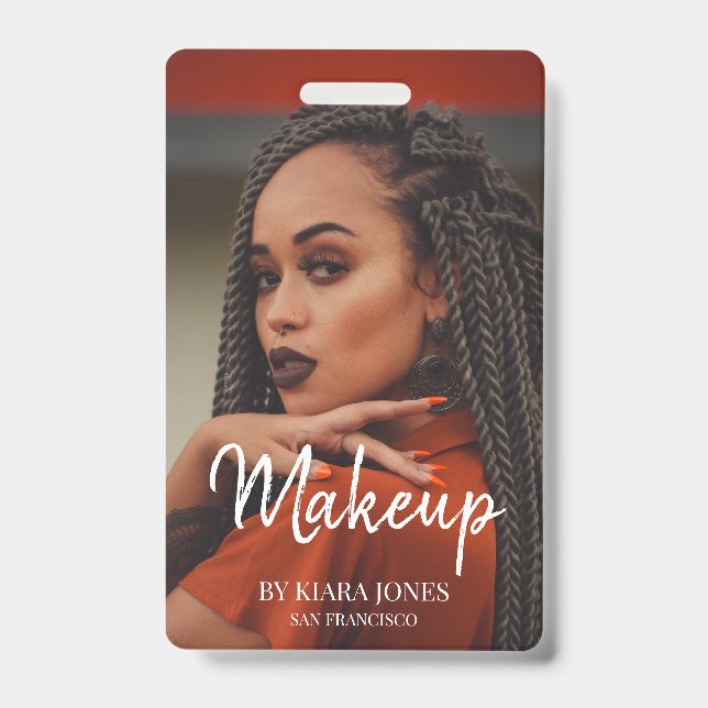 Crachá Foto de roteiro branco de artista de maquiagem da  (Frente)
