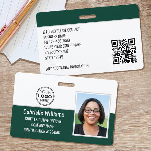 Crachá Foto de Segurança Verde para ID de Funcionário de