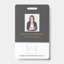 Crachá Foto do agente imobiliário da Cinza moderna