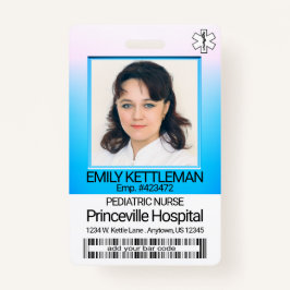 Crachá Foto do campo médico - Enfermeira - Azul / Rosa